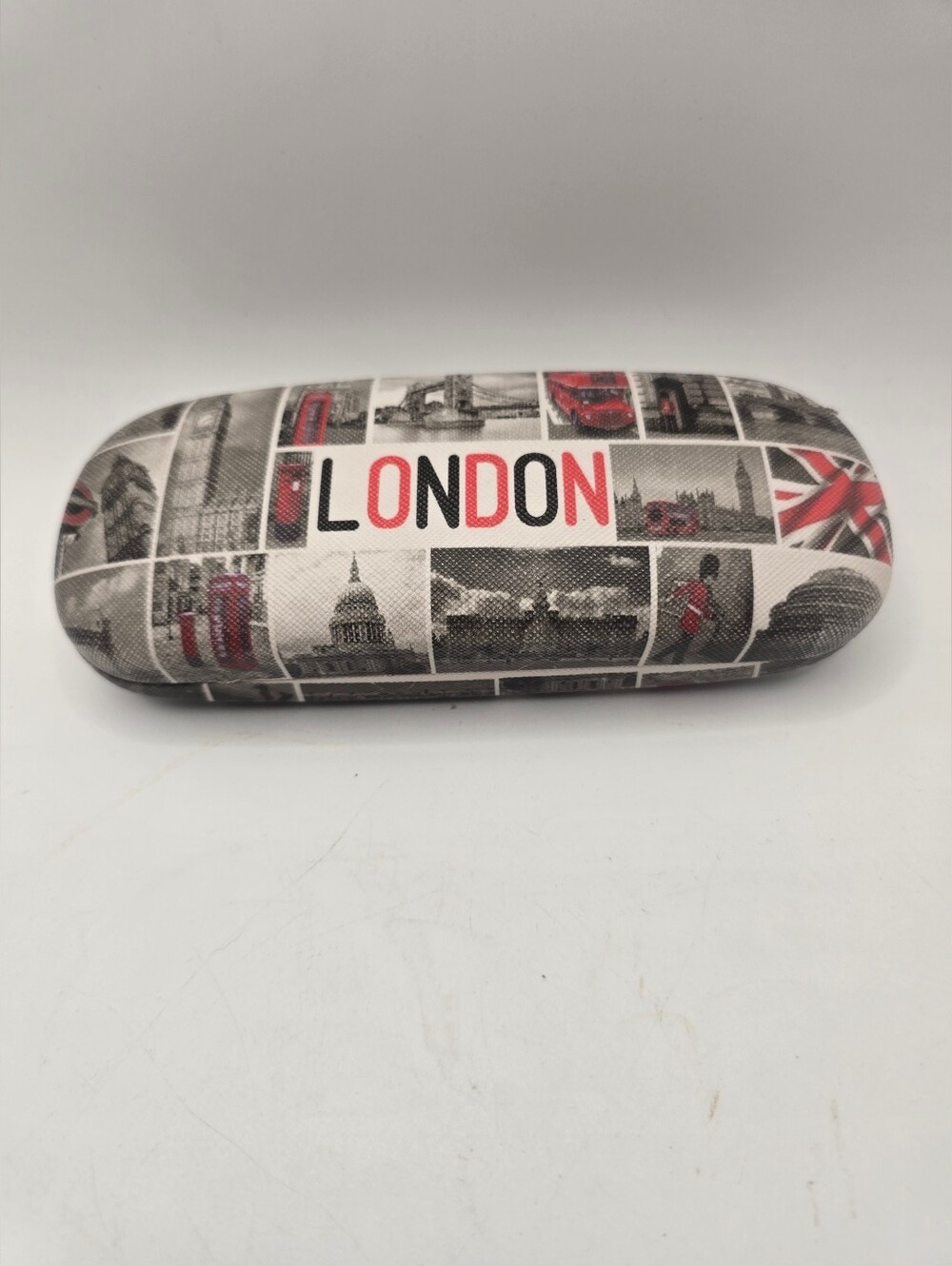 London Photo Collage Hard Eyeglass Case - Black, White & Red